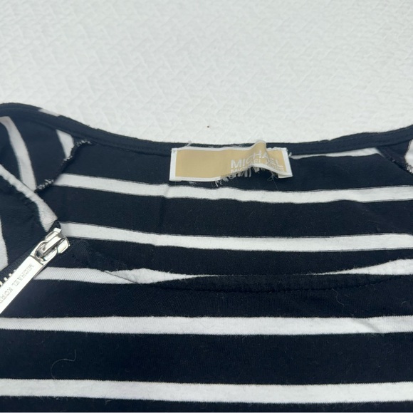 Michael Kors Black/White Stripe Boat Neck 3/4 Sleeve T-Shirt Size L - Picture 8 of 10